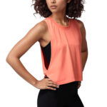 Coral Side‑Split Cropped Workout Tank Top