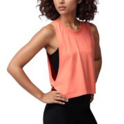 Coral Side‑Split Cropped Workout Tank Top