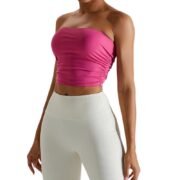 Pink Ribbed Tube Top & White High‑Rise Ribbed Leggings Set