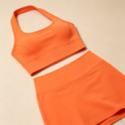 Cream Ribbed Tube Top High‑Waist Leggings Active Set - Image 3