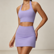 Lavender Halter Crop Top & High‑Waist Skort Active Set - Image 2