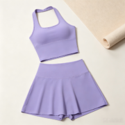 Lavender Halter Crop Top & High‑Waist Skort Active Set - Image 4