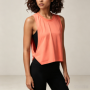 Coral Side‑Split Cropped Workout Tank Top - Image 2