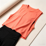 Coral Side‑Split Cropped Workout Tank Top - Image 4