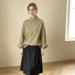 Autumn New Women's Fashionable French Linen Lapel Double-Wear Casual Shape Shirt