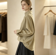 Autumn New Women's Fashionable French Linen Lapel Double-Wear Casual Shape Shirt - Image 2