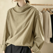 Autumn New Women's Fashionable French Linen Lapel Double-Wear Casual Shape Shirt - Image 5