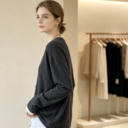 New autumn women's T-shirt set, two-piece French wool loose patchwork, versatile long-sleeve for commuting
