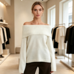 Cross-border European and American off-shoulder casual loose one-shoulder sweater for autumn and winter