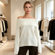 Cross-border European and American off-shoulder casual loose one-shoulder sweater for autumn and winter
