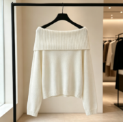 Cross-border European and American off-shoulder casual loose one-shoulder sweater for autumn and winter - Image 3