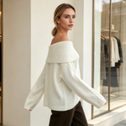 Cross-border European and American off-shoulder casual loose one-shoulder sweater for autumn and winter - Image 4