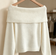 Cross-border European and American off-shoulder casual loose one-shoulder sweater for autumn and winter - Image 5