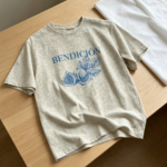 New Spring/Summer Women's Fashionable Trendy "Bendición" Fig Graphic Print Loose Short-Sleeve T-Shirt