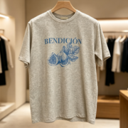 New Spring/Summer Women's Fashionable Trendy "Bendición" Fig Graphic Print Loose Short-Sleeve T-Shirt - Image 3