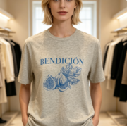 New Spring/Summer Women's Fashionable Trendy "Bendición" Fig Graphic Print Loose Short-Sleeve T-Shirt - Image 4
