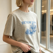 New Spring/Summer Women's Fashionable Trendy "Bendición" Fig Graphic Print Loose Short-Sleeve T-Shirt - Image 5