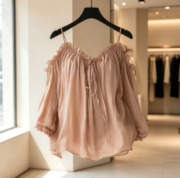 Autumn Women's Shirts - New European and American Cross-border Styles with Ruffle Collars, Casual Straps, and Shoulder-Exposing Designs - Image 4