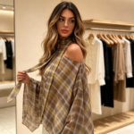 Cross-border fashion women's clothing in European and American styles, summer fashion versatile plaid scarf cape top