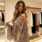 Cross-border fashion women's clothing in European and American styles, summer fashion versatile plaid scarf cape top