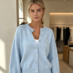 Cross-border Women's Fashion European and American Style Single-row Shell Button Sweater Jacket