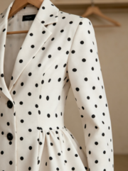 Cross-border Women's Polka Dot Printed Suit Jacket with Waist-Cinching Flared Lapel - Image 5