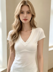 New summer women's clothing, European and American style, hot girl sexy slimming low-cut V-neck - Image 3