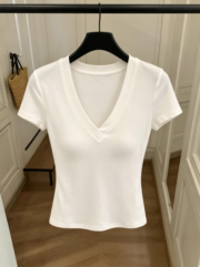 New summer women's clothing, European and American style, hot girl sexy slimming low-cut V-neck - Image 4
