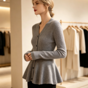 Design-conscious fish-tail patterned knitted sweater for women, slimming waist design - Image 2