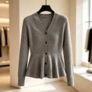 Design-conscious fish-tail patterned knitted sweater for women, slimming waist design - Image 4