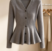 Design-conscious fish-tail patterned knitted sweater for women, slimming waist design - Image 5