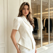 Cross-border new women's fashion elegant bubble sleeve top with waist-widening design, European and American INS-style