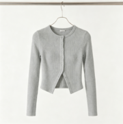 European and American women's clothing, new spring/summer collection: pure color, slimming fit, high-end style, long-sleeved buttoned cardigan top - Image 4