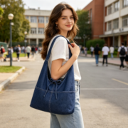 Korean-style INS denim single-shoulder bag for women, small-batch vintage - Image 5