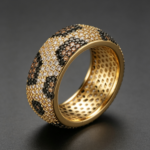 Cross-border copper inlaid colorful diamond snake and leopard print ring