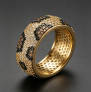 Cross-border copper inlaid colorful diamond snake and leopard print ring