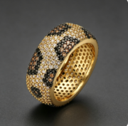Cross-border copper inlaid colorful diamond snake and leopard print ring - Image 2
