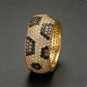 Cross-border copper inlaid colorful diamond snake and leopard print ring - Image 3