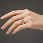 Cross-border luxury copper-inlaid colored diamond round small-batch ring - Image 4