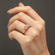 Cross-border luxury copper-inlaid colored diamond round small-batch ring - Image 5