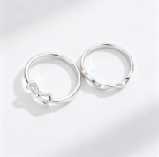 Mbius 999 Silver Couple Ring for Men and Women, Minimalist and Unique Open-Back Ring - Image 3