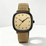 Sports quartz watch, men's retro design, leather strap watch