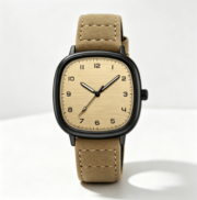 Sports quartz watch, men's retro design, leather strap watch