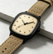 Sports quartz watch, men's retro design, leather strap watch - Image 2