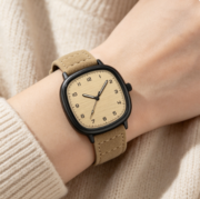 Sports quartz watch, men's retro design, leather strap watch - Image 4