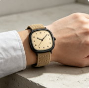 Sports quartz watch, men's retro design, leather strap watch - Image 5