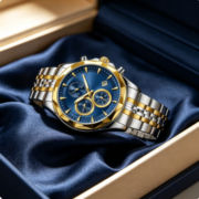 Men's high-end three-eye six-hand watch with luminous dial and quartz movement
