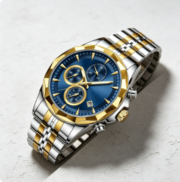 Men's high-end three-eye six-hand watch with luminous dial and quartz movement - Image 4