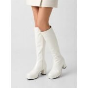 Women's White Patent Knee-High Platform Boots with Side Zipper - Vintage 70s Disco Style Chunky Heel Boots for Cosplay, Retro Fashion, and Events - Image 5