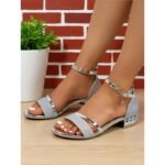 Women's Gold Glitter Ankle Strap Sandals - Open Toe Low Block Heel Party Shoes for Ladies, Shiny Fashion Footwear for Nightlife, Clubbing and Evening Outfits